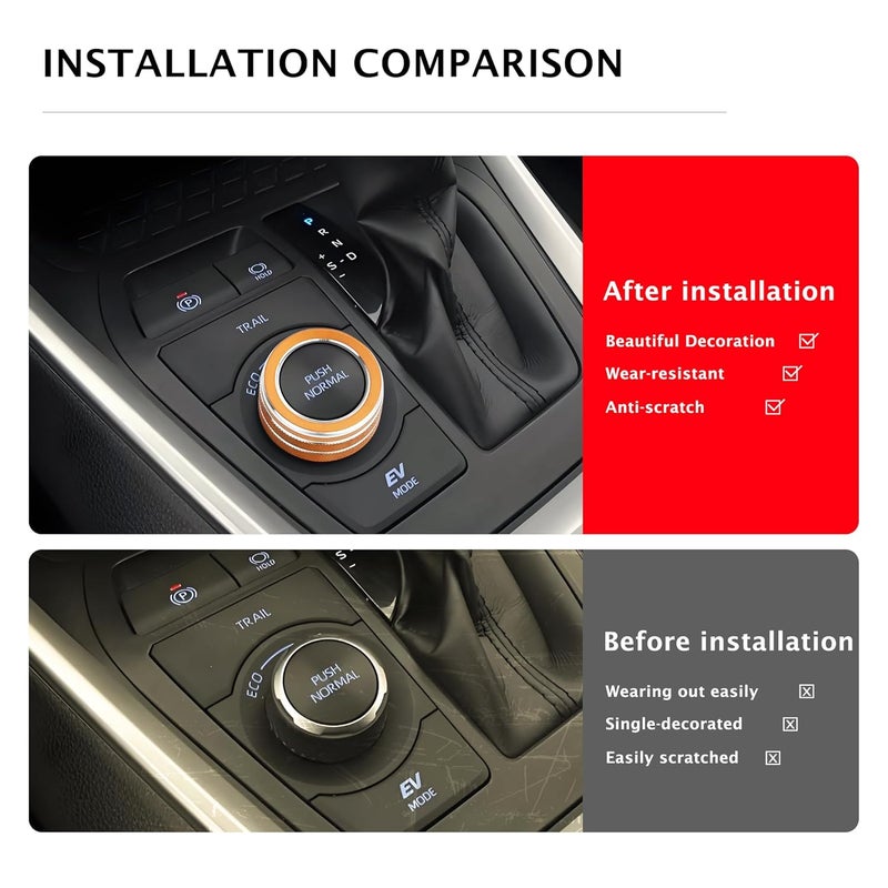 Polodunn for Toyota Rav4 2019-2025 Accessories, 1pcs Aluminum Alloy Knob Cover Trim for Drive Mode Control Switch (Orange) - Image 5